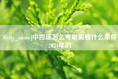 中山中控证怎么考取需要什么条件2024年的